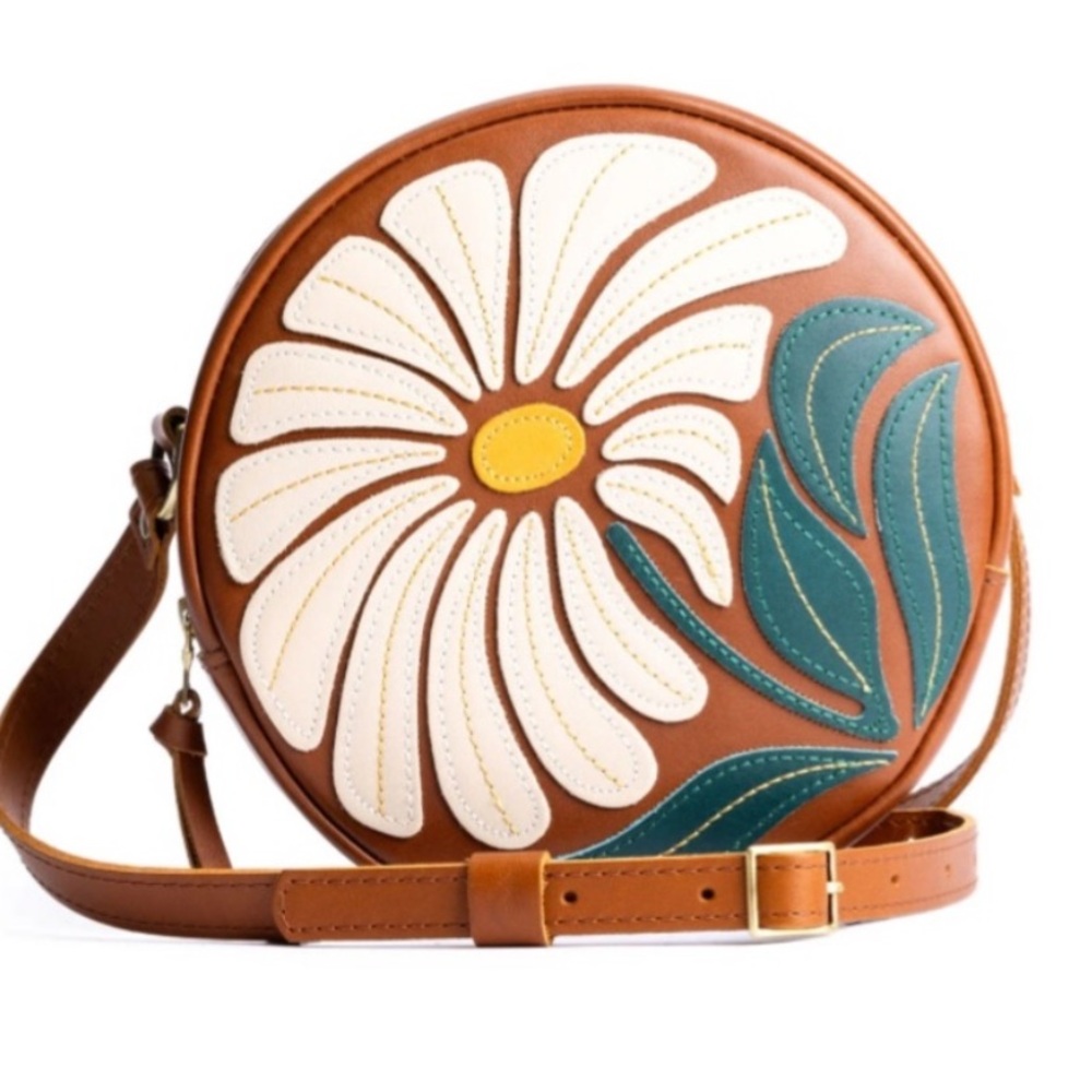 Portland Leather Goods Large Circle Crossbody in Wildflower